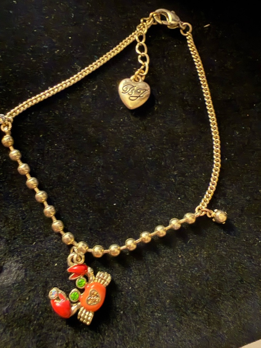 Betsey Johnson Gold-Tone Bracelet with Red Crab Charm. Sea series
